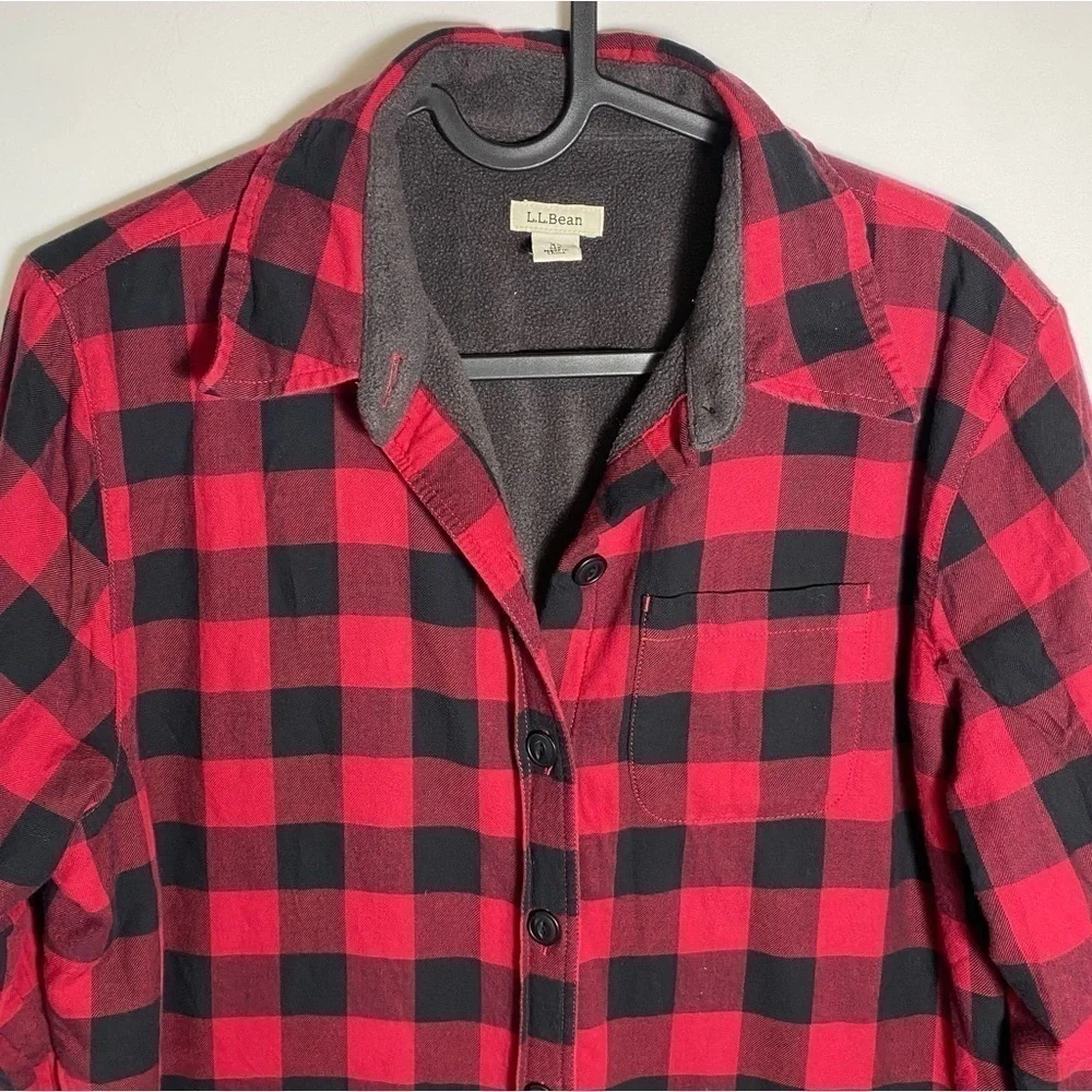LL Bean Womens Fleece Lined Flannel Shirt Jacket Size xs - Picture 3 of 10